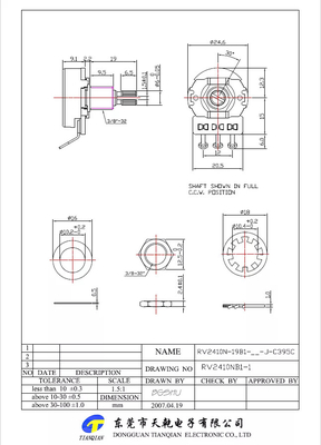 B500K หม้อกีตาร์ไฟฟ้า 24 มม. โพเทนชิโอมิเตอร์สำหรับกีตาร์เบส