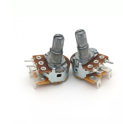 โพเทนชิโอมิเตอร์ 5k พร้อมสวิตช์ 15 มม. Dual Gang Audio Taper