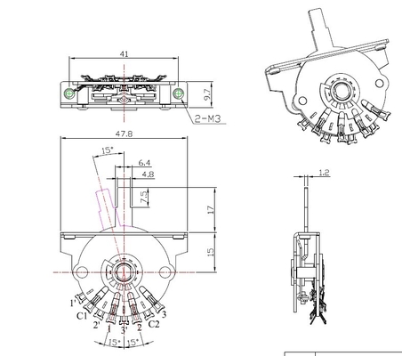 ODM Five Way Pickup Selector Switch 10mA โทนเสียงกีตาร์ไฟฟ้า